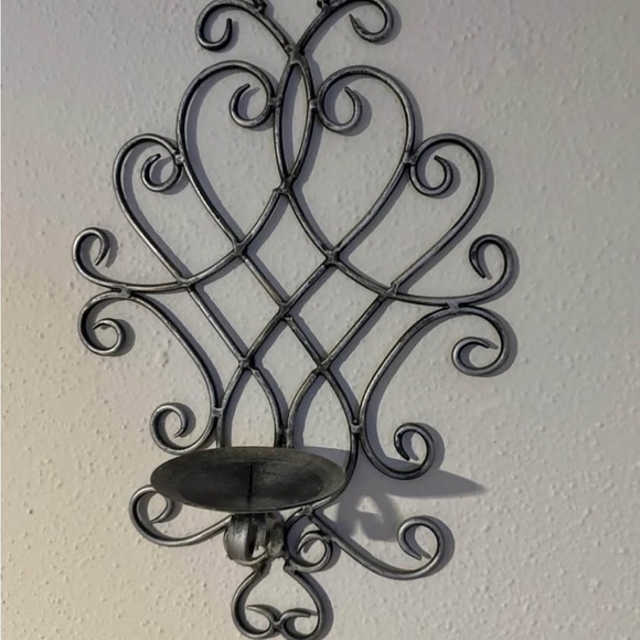 Silver metal candle wall sconces - Picture 1 of 3